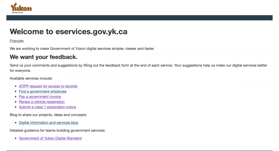 eServices Start Page